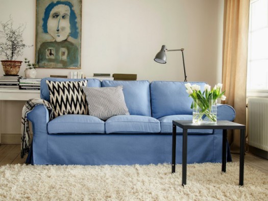 Due blå sofa